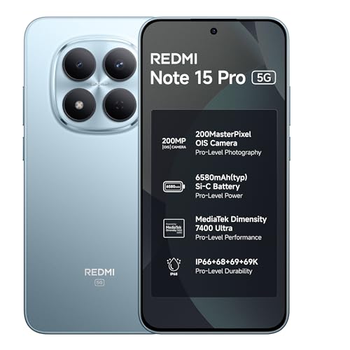 REDMI Note 15 Pro 5G (Mirage Blue, 8GB+256GB) | 200MasterPixel OI...