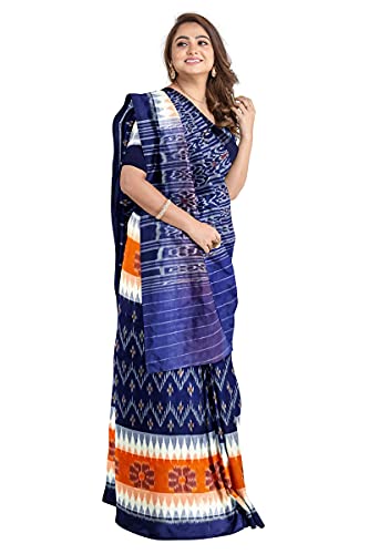Image of Odisha Sambalpuri Handloom Ikat Women's Cotton Saree, Odisha Handloom Handmade Pure Cotton Khandua Saree, Ikkat Orissa Traditional Handloom Saree Without Blouse