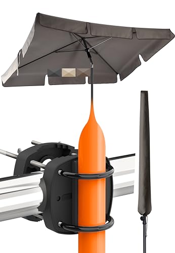 4smile Sonnenschirm Balkon SunnyShade - Sonnenschutz Balkon 3-in-1 SET, Taupe - UPF 50+ Sonnenschirm rechteckig 200 x 125 cm + Sonnenschirmhalter Balkongeländer + Sonnenschirmhülle