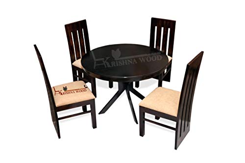Krishna Wood Decor Solid Sheesham Teak Wood Round Dining Table 4 Seater with Chairs Sets | Round Dining Table 4 Seater Wooden | Dining Table Set | Dining Room Sets Furniture Krishna Wood Decor Solid Sheesham Teak Wood Round Dining Table 4 Seater with Chairs Sets | Round Dining Table 4 Seater Wooden | Dining Table Set | Dining Room Sets Furniture
