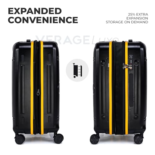Image of Verage Luxe Romero Set of 2 (M+L) Polycarbonate Hard Shell Luggage with TSA Lock, Lightweight Trolley Suitcase with Double Spinner Wheels, 5-Year International Warranty (24 /28,Sunset Noir)