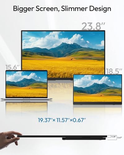 Image of MESWAO 24 Inch Portable Monitor 120Hz FHD IPS Laptop Screen Extender, Large Travel Monitor with NO-Tipping 180 Stand & VESA, HDMI USB-C Second Screen for MacBook PC Home Office Gaming