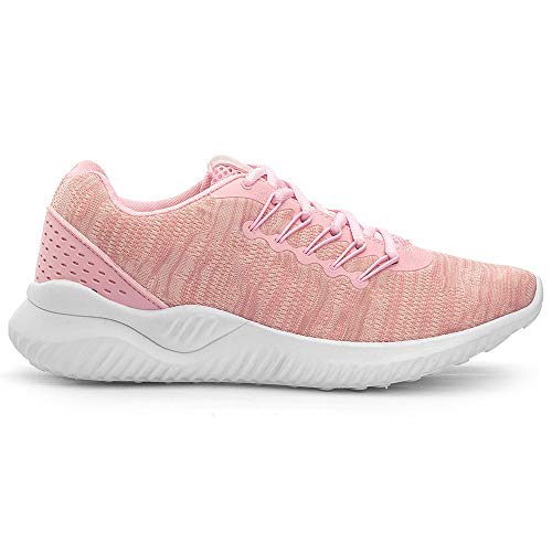 Tênis Feminino Esportivo com Cadarço Rosa e Squeeze Cor:Rosa;Tamanho:35;Gênero:Feminino