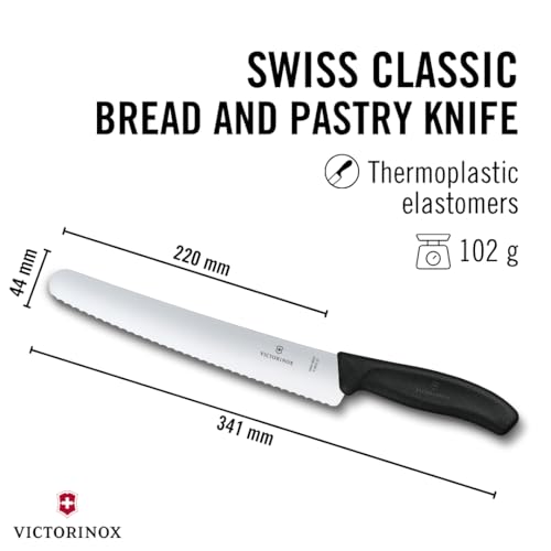Victorinox Swiss Classic, Pastry Knife, Extra Sharp Blade, Wavy Edge, 22 cm, Stainless Steel, Black - Image 3