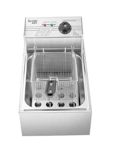 Image of Blend Art Electric Deep Fryer Machine Automatic Hot Oil immersion cooker Frying Basket Elevate Your Culinary Creations Made In India Stainless Steel Body (Single Fryer 6L)