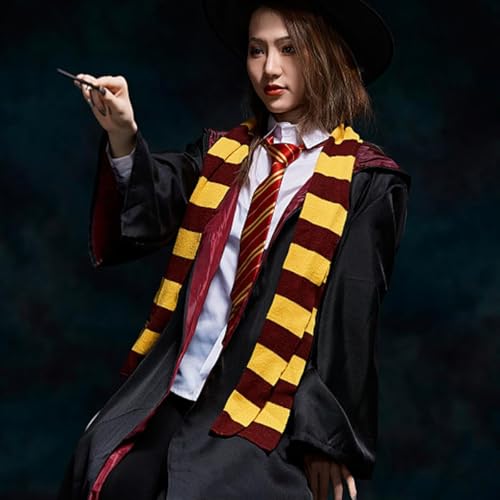 Image of FANCYKU Ha*ry Potter Gryffindor Scarf, Knit Striped Magic College Styles Cosplay Ha*ry Potter Clothes Accessories for Christmas, Halloween, Birthday Themed Party - Ha*ry Potter Merchandise (Yellow)