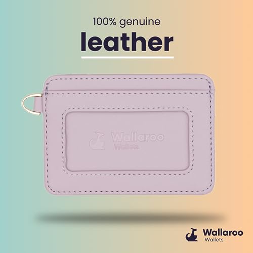 Image of Wallaroo Wallets Premium Leather Women's Wristlet Wallet Slim Card Holder for Credit Cards, ID, and Cash - Minimalist Slim Style with Non-Slip Lining and Wrist Strap Lavender Pink