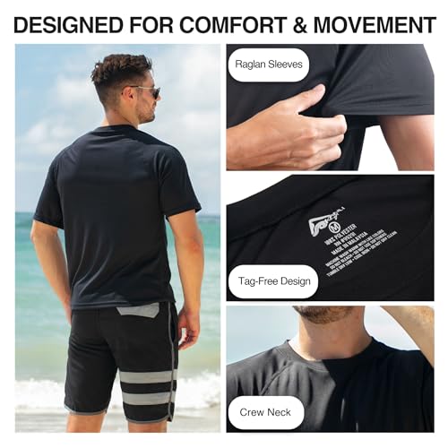 Kanu Surf Men's Short Sleeve UPF 50 Swim Shirt Rash Guard Sun Shirt (Regular & Extended Sizes)3