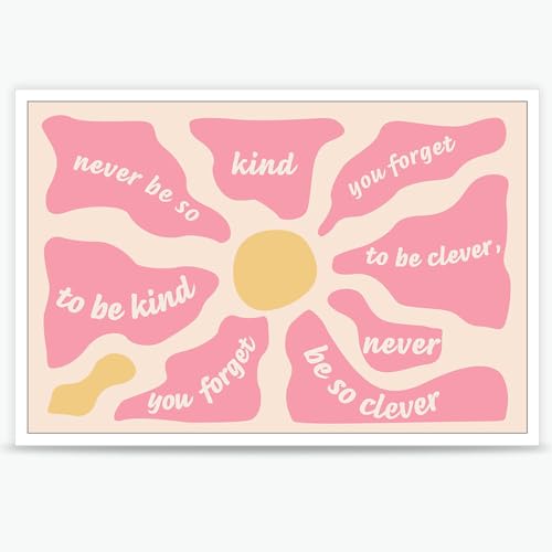 KFDJIG Feminine Motivational Canvas Wall Art Positive Kindness Affirmation Posters Mental Health Prints Painting Inspirational Quote Wall Decor For Office Living Room Bedroom 12x16in Unframed