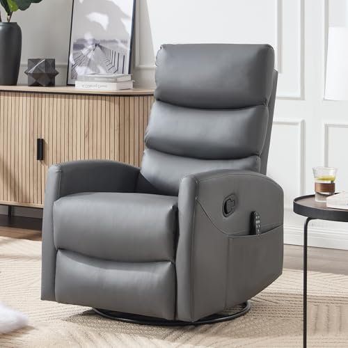 Sillón reclinable tapizado en poliuretano gris miniatura 4