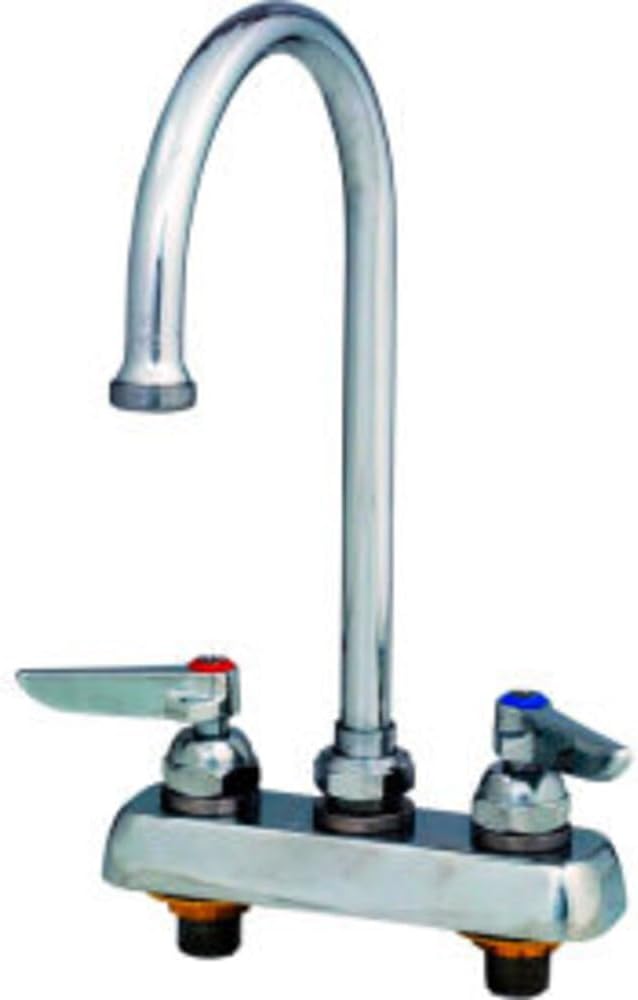 T&S Brass B-1146 Wall Mount Workboard Faucet. 4" Centers with Gooseneck Spout and Lever Handles., Chrome image 4