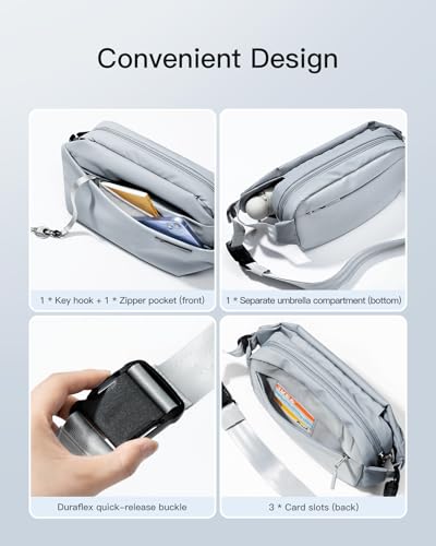 Image of Inateck Sling Bag, Stylish Crossbody Bag with Adjustable Shoulder Strap, Water-Resistant Shoulder Bag for Men and Women Multipurpose Sling Bag (Gray Blue)