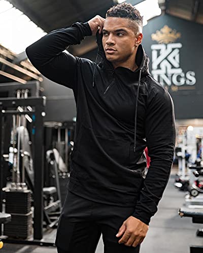 Babioboa Men's Gym Sweatshirt Long Sleeve Drawstring Hooded Pullover Hoodies with Pockets