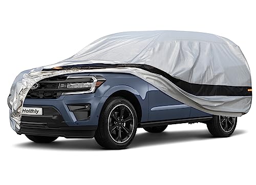 Image of 10Layer Car Cover Waterproof All Weather for Large SUV,100% Waterproof Outdoor Car Covers Rain Snow UV Dust Protection.Custom Fit for Ford Expedition, Chevy Tahoe,GMC Yukon,Escalade,etc