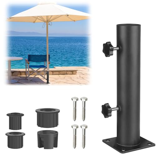 Umbrella Holder for Deck,Thickened Steel Patio Umbrella Holder with Adjustable Fit,Heavy-Duty Deck Base with 4 Bolt Holes & Drainage,110LBS Rustproof for Garden Beach Café by Xiyingcai - Used condition - Image 7