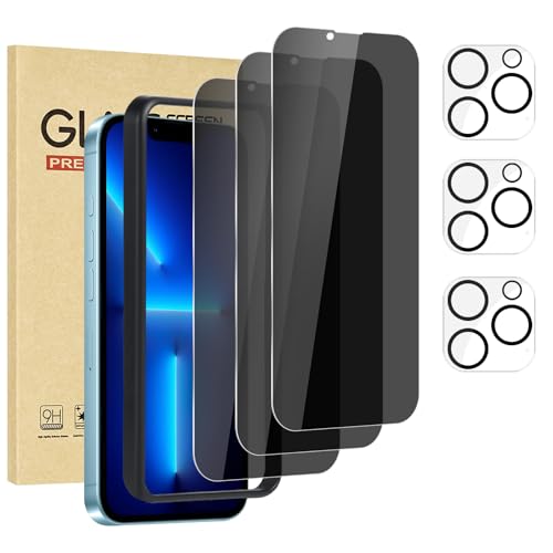 Film anti-espion iPhone 13 Pro Max : pack de 3 verres trempés 9H avec protections caméra