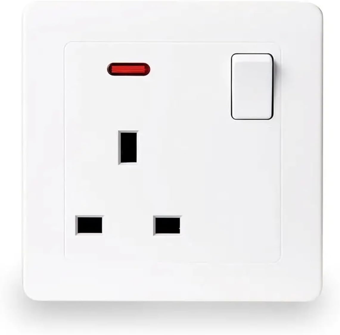 UK Standard 13A Socket, 86mm*86mm Square Panel, AC 110V~250V, Household Power Outlet, On-Off Control British Wall Socket(White)