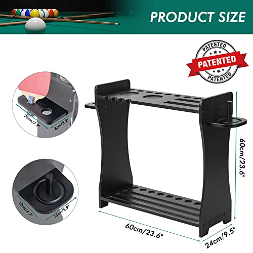 XCSOURCE Pool Stick Holder Floor Stand, 2-IN-1 Pool Cue Rack & Ping Pong Paddle Holder, 100% Solid Wood Holds 9 Cues Full Set of Balls, Billiards and Table Tennis Accessories for Man Cave, Game Room - Image 6