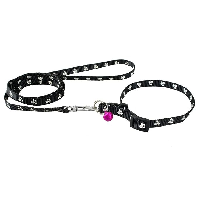 Pups&Pets 10 MM Paw Printed Nylon Collar and Leash with Quick Release Buckle and Breathable Collar Set Ideal for Puppies, Dogs, and Cats (Black, X-Small) (B0CD81ZCRQ) Amazon Price History, Amazon Price Tracker