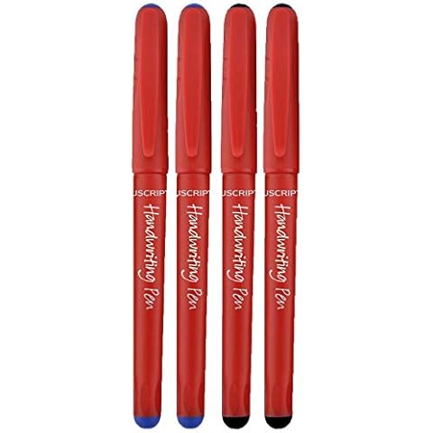 Manuscript Handwriting Pens in Blue & Black, Pack of 4, 12 x 2 x 18 Cm Cover