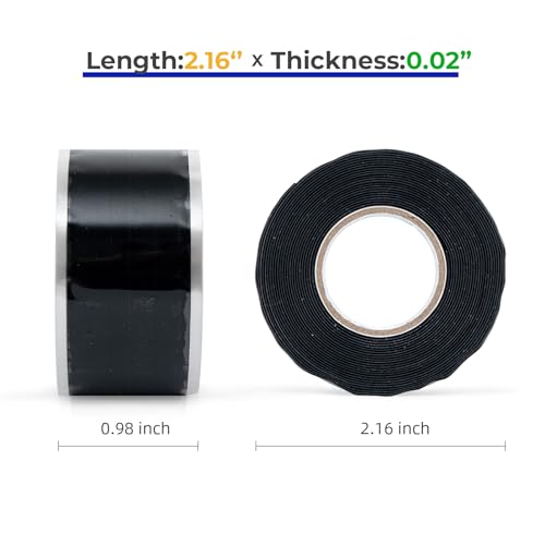 Sidazon SELF FUSING SILICONE-SD-BLACK 2 Rolls Self Fusing Silicone Tape 1In X10Ft Waterproof Rubber Tape, Water Hose Leak Seal Tape, Rescue Tape,Pipe Plumbing Hose Repair Tape thumb #4