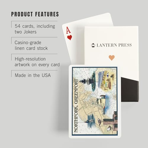 Baraja de cartas Lantern Press Greenport, 52 cartas póker miniatura 3