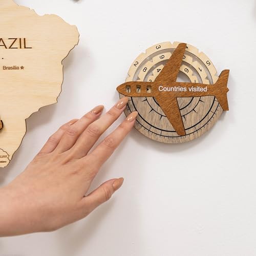 Image of Enjoy The Wood 3D Wooden World Map Wall Art (Travel Tracker, Pins) | Large Travel Map with Pins for Art Decor, Decorative Map of the World for Home, Office Travel Wall Art Housewarming Gift Idea
