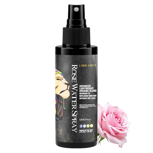 Lion Locs Rosewater Spray for Dreads, Dreadlocks, Braids, Faux Locs, Crochet Locs, Sisterlocks with Aloe, Essential Oils, Vitamins, and Glycerin | Organic Vegan Conditioner Rose Water Spritz (4oz)