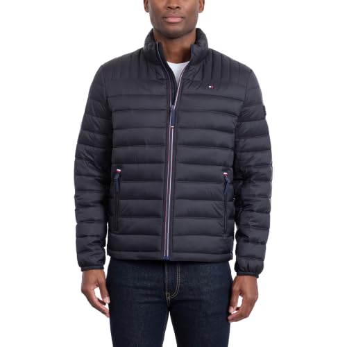 Image of Tommy Hilfiger Mens Embroidered Logo Puffer Jacket
