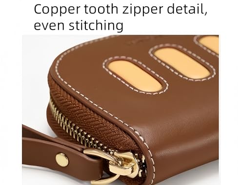 Zippered Women's Credit Card Wallet, Multifunctional Genuine Leather Wallet, Cute Large Capacity ID Storage Coin Purse for Women (22 card positions)3