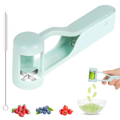AOOTE Traubenschneider für Kleinkinder Traubenschneider Küchengadget für Gemüse Obst Salat und Kuchendekoration Viertelschneider (Blau)