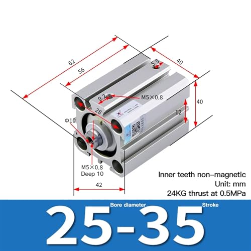 Cylindre pneumatique fin pour espaces restreints alésage 25mm course ajustable - 3