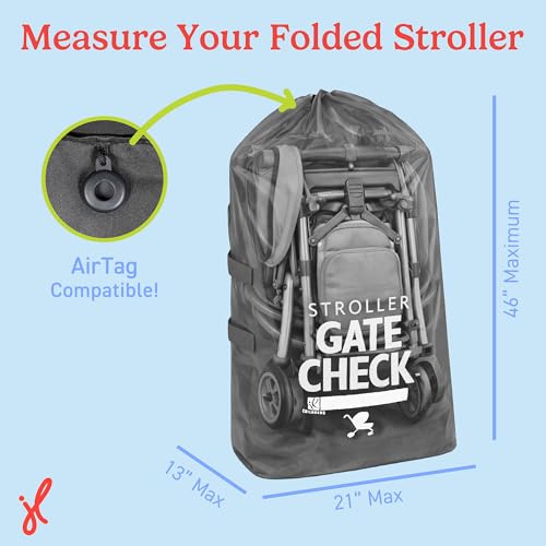 Image of J.L. Childress Gate Check Bag for Single & Some Double Strollers - Travel Bag for Airplane, Fits Most Standard Baby Strollers, Airport Accessories Gate Check, Flying Essentials - Black