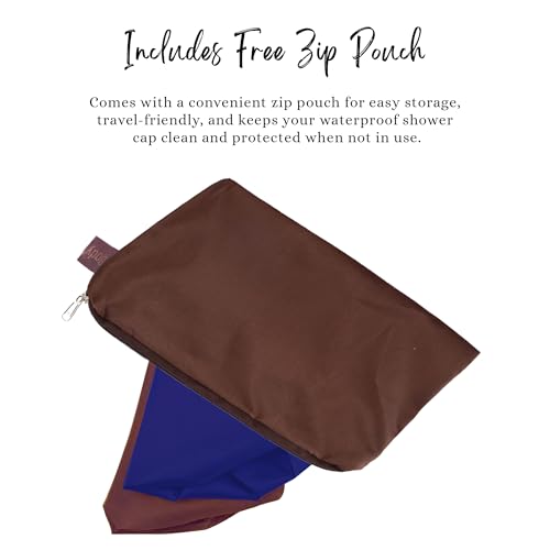 Image of BodyHerbals Reusable Shower Caps in a Beautiful Zip Bag For Women & Men 100% Water Proof | For Homes Spas, Salons, Hair Treatments & Hotels | Travel Essential | Free Size Reusable Bath Cap for Home, Spa, Salon, Hotel & Hair Treatments | Travel Essential (Set 1)
