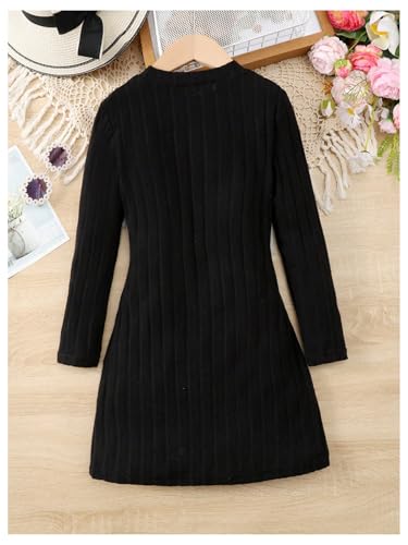 SHENHE Girl's Casual Sweater Dress Mock Neck Long Sleeve Knitted Midi Dress2