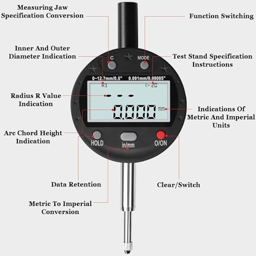 Digitales Radius-Messgerät, hochgenaues Messwerkzeug mit mehreren Backengrößen, ideal für Präzisionsarbeiten an mechanischen Teilen und Holzformen