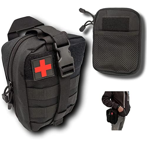 Trousses de secours militaire (vide) tactique lot de 2 sacs de survie compacts solides pratique se fixe à la ceinture pratique pour toutes activités airsoft randonnée first aid Cover
