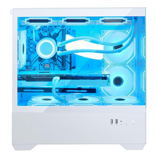 Ocean Park Gaming PC Desktop - AMD Ryzen 7 5700X 3.4 GHz - RTX 4060 8G - 32GB DDR4 3200 MHz- 1TB M.2 + 2TB SATA SSD -360mm AIO -RGB Fans -WiFi & Bluetooth Ready -Windows 11 Pro Computer-White - Image 5