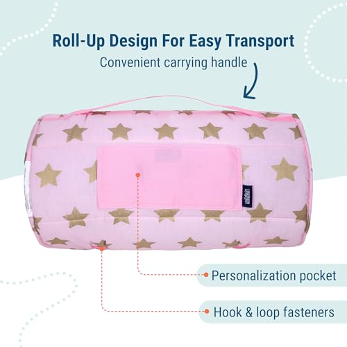 Image of Wildkin Original Nap Mat Built in Blanket Pillowcase Pillow Insert Included, Premium Cotton Microfiber Blend Ages 3-7 Years, Stars