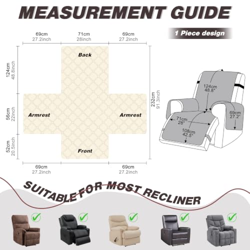 Image of TAOCOCO 100% Waterproof Recliner Chair Covers Reversible 28 inch, Chocolate