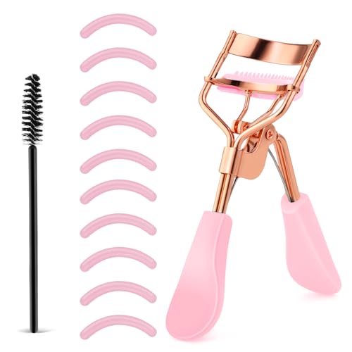 Wimpernzange aus Edelstahl mit 10 Silikon-Ersatzpads, professionelles Make-up-Werkzeug mit integrieâ€¦ – Miniatur