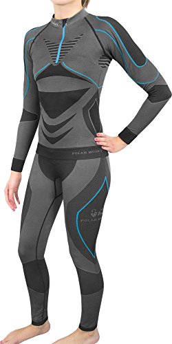 Polar Husky® Sport-Funktionsunterwäsche-Set für Damen und Herren Farbe Schwarz/Türkis Größe S/M
