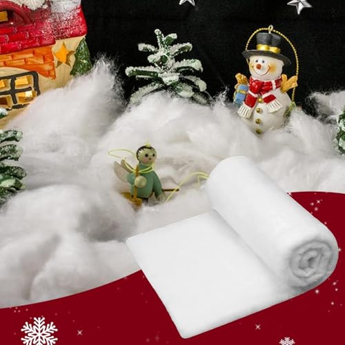 Manta de nieve artificial Mimoqk de algodón sintético para decoración navideña 4