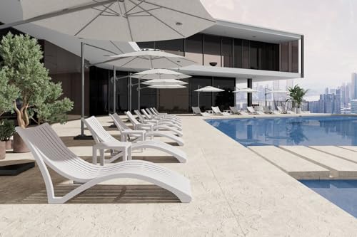 Modern Outdoor Luxury Sun Lounger – Stylish & Weatherproof, Premium PP with Fiberglass Reinforcement, 176x73x74CM, White