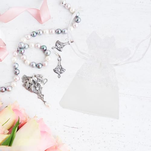Bolsas organizadoras pequeñas de tela blanca para joyería detalles de bodas y dulces 7
