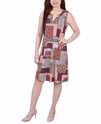 Petite Size Sleeveless Keyhole Dress with Hardware Mauve Archipatch PL