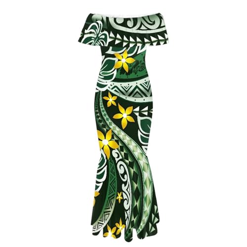 Image of Polynesian Dresses for Women Off Shoulder Maxi Dress Puletasi Samoan Dresses S-7XL