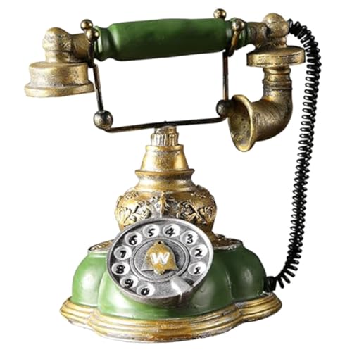 Téléphone rotatif vintage résine vert objet de décoration rétro pour bureau