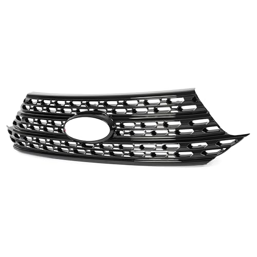 ALMULOO Front Bumper Grille Overlay Compatible with 2020-2024 Ford Explorer for Base and XLT Grill Cover Plastic (ABS) Painted Black by ALMULOO - Used condition - Image 2