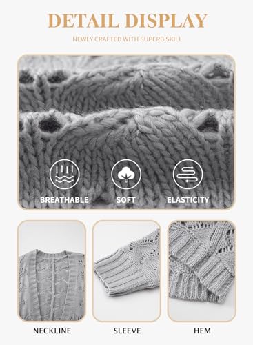 Image of Eytino Womens Plus Size Crochet Cardigan Sweater Long Sleeve Hollow Out Open Front Cardigans Outwear(1X-5X)